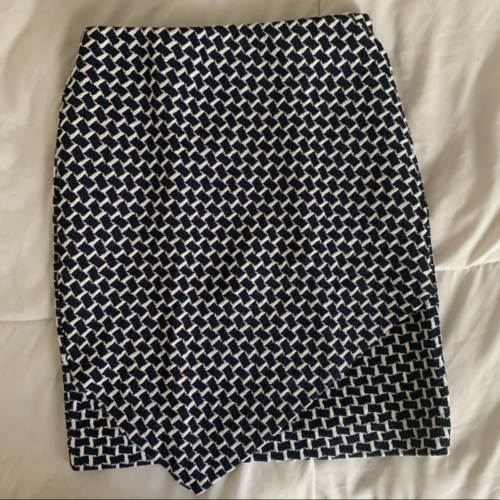 Navy and White Fitted Skirt